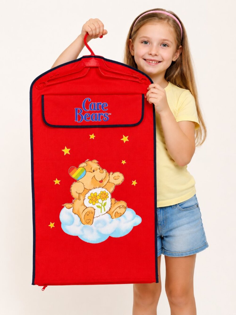 Vintage 1980s Care Bears Red Canvas Garment Bag Friend Bear